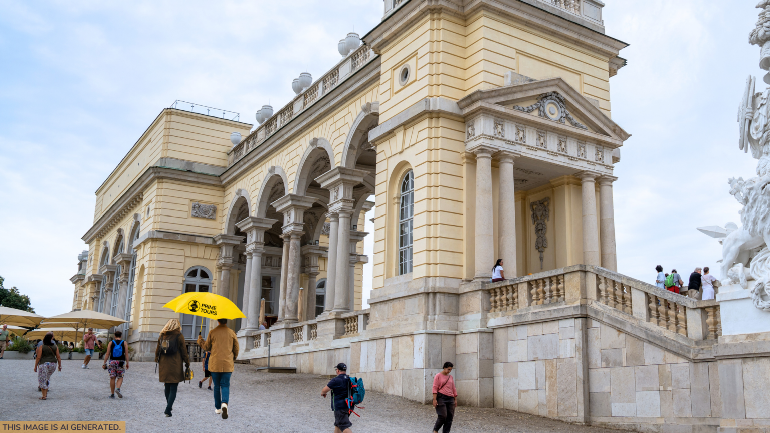 Pareja paseando por el Jardín del Palacio de Schönbrunn, en la Glorieta